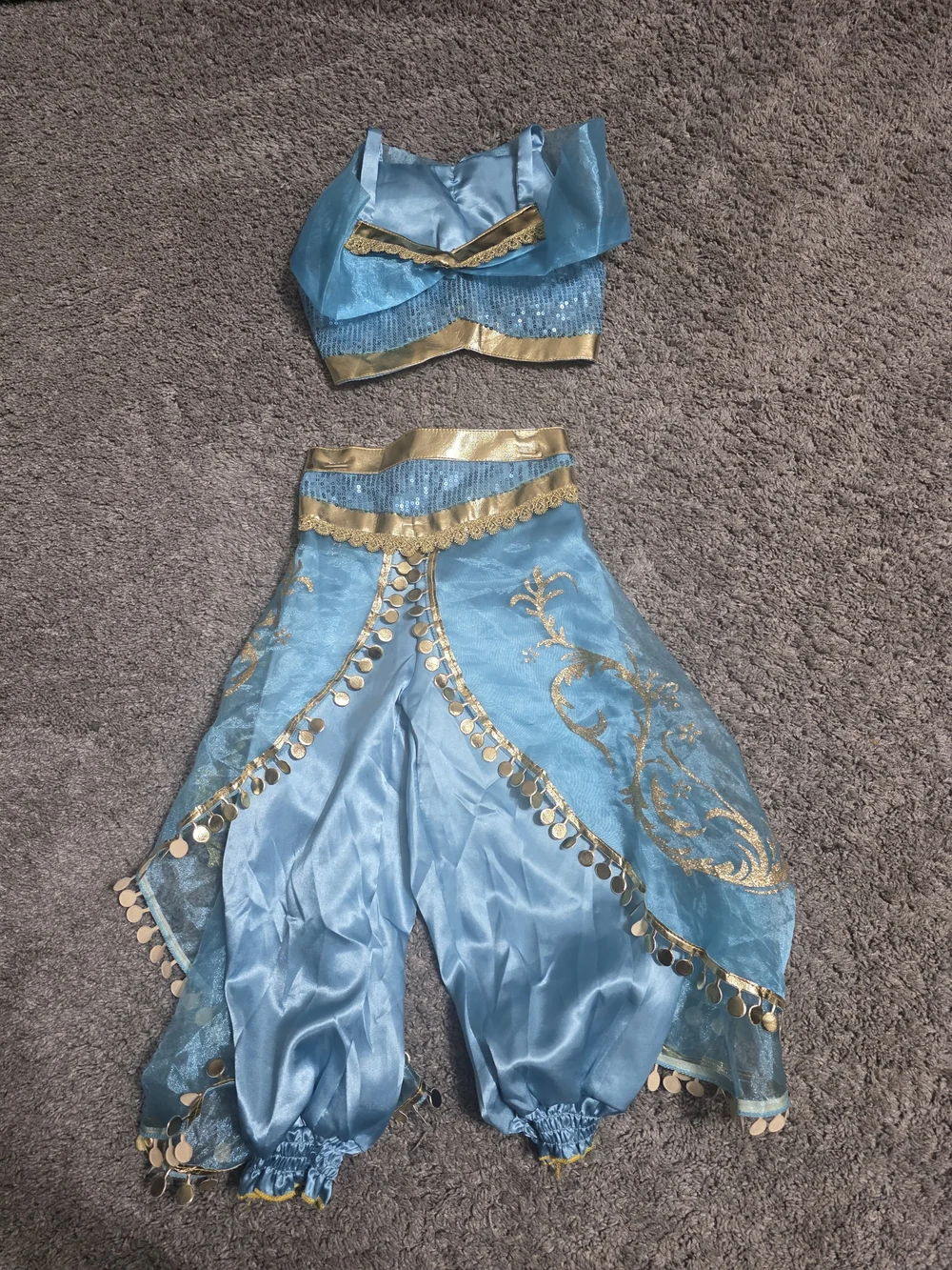 Blue and Gold Princess Jasmine Aladdin  Kids Costume Set